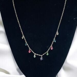 Multi Color Swarovski Crystal Sterling Silver Necklace, 4" Lobster Claw Extender